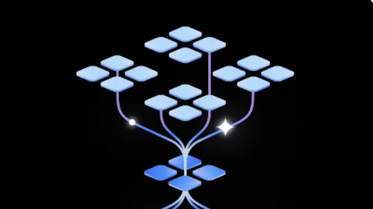 A graphic representing AI models sits against a black background. 